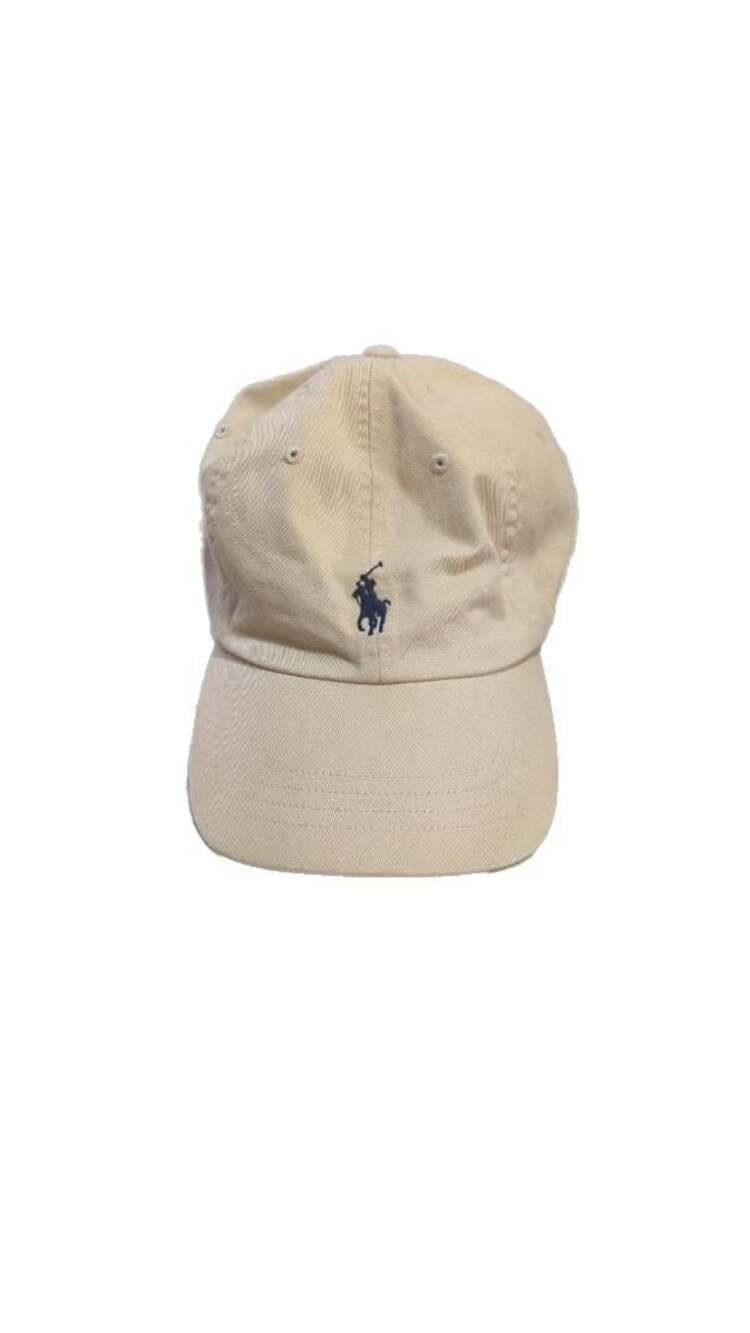 Polo Ralph Lauren Cotton Chino Baseball Cap in Cream with Navy Pony